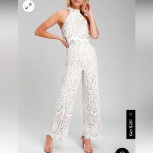 Lulus Britney White Lace Jumpsuit